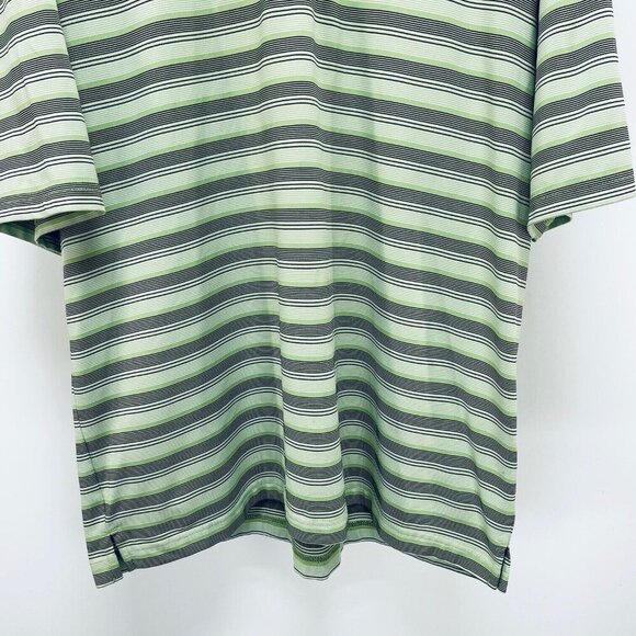 Bolle Golf Shirt Size L Tech Polo Green Blue Stripe Performance Short Sleeve - Picture 4 of 9